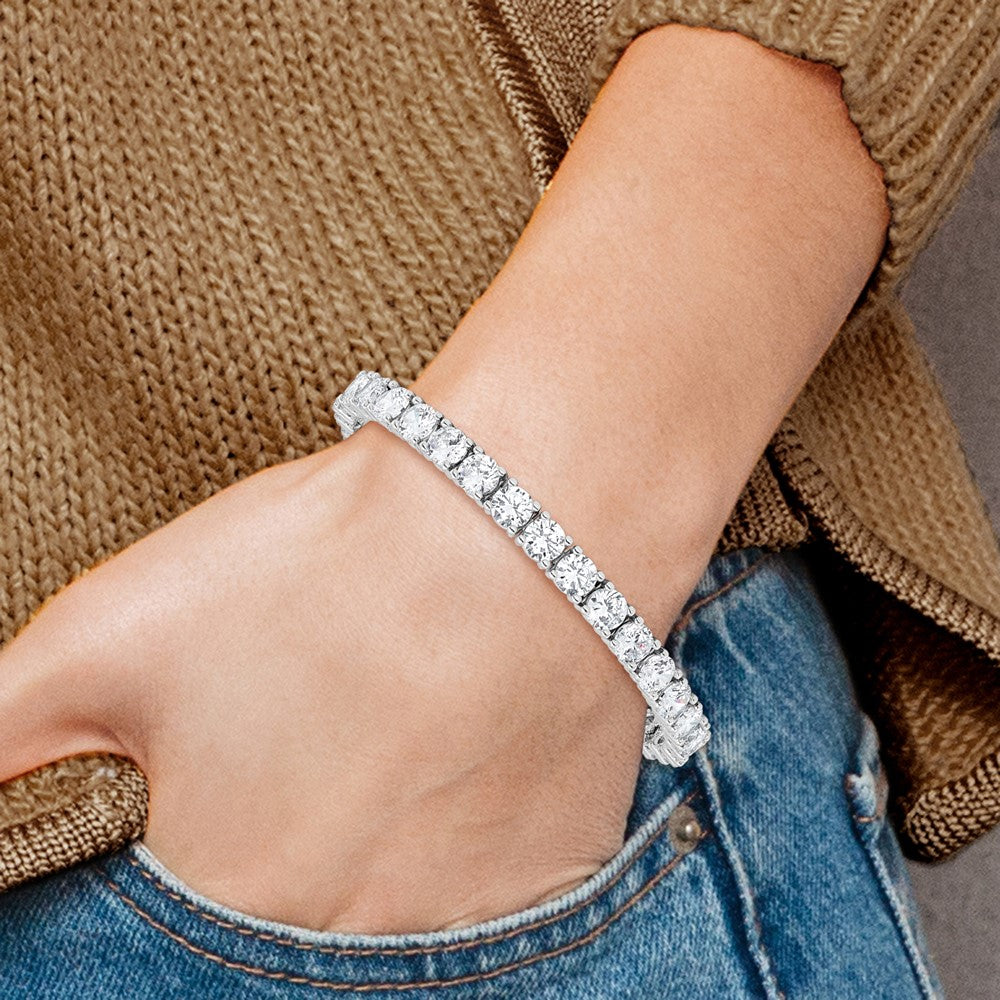 High-Quality Sterling Shimmer Rhodium-Plated 5mm CZ Bracelet - Affordable 7 Inch Design