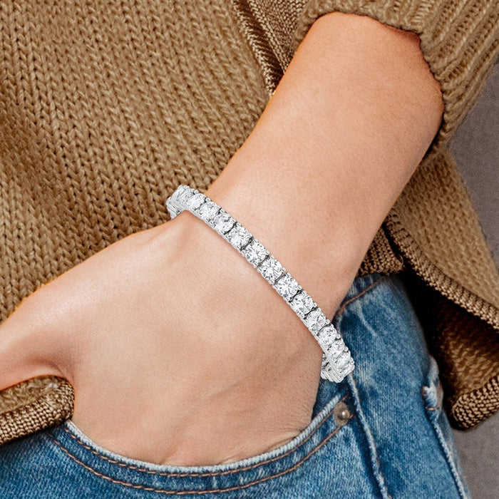 High-Quality Sterling Shimmer Rhodium-Plated 5mm CZ Bracelet - Affordable 7 Inch Design-7