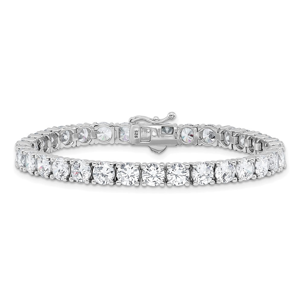 High-Quality Sterling Shimmer Rhodium-Plated 5mm CZ Bracelet - Affordable 7 Inch Design