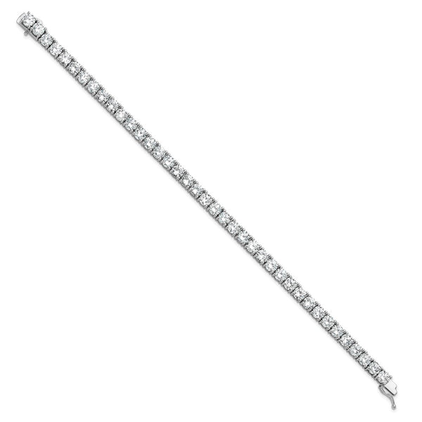 8-Inch Rhodium-Plated Sterling Silver Bracelet with CZ Stones