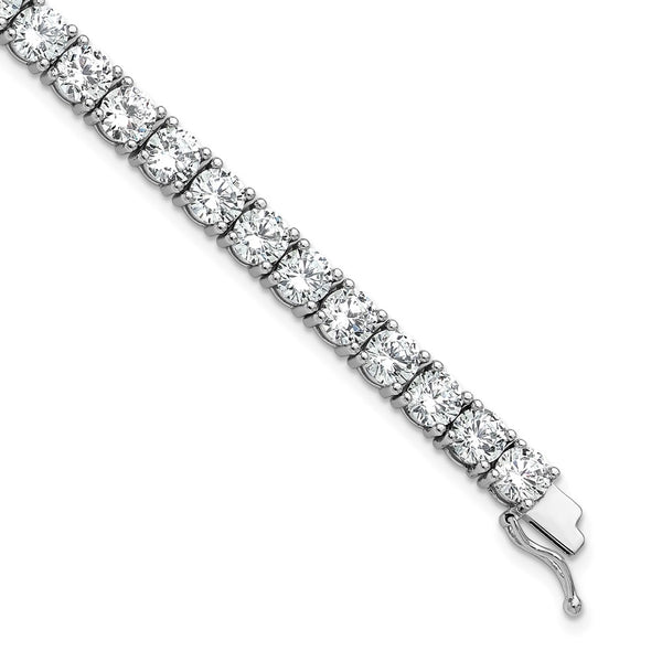 8-Inch Rhodium-Plated Sterling Silver Bracelet with CZ Stones