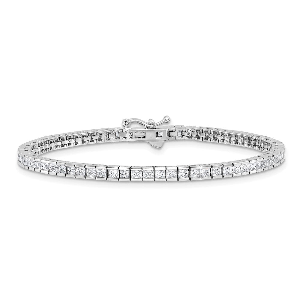Buy Stylish Rhodium-Plated Sterling Silver CZ Bracelet - 7 Inch, 74 Stones