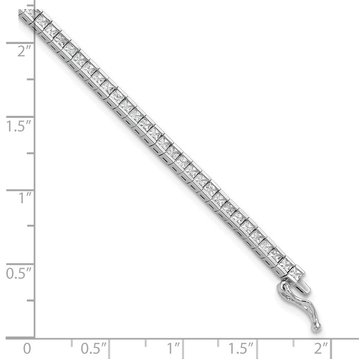 Shop Stylish 8-Inch Rhodium-Plated Sterling Silver Square CZ Bracelet, 86 Stones-6