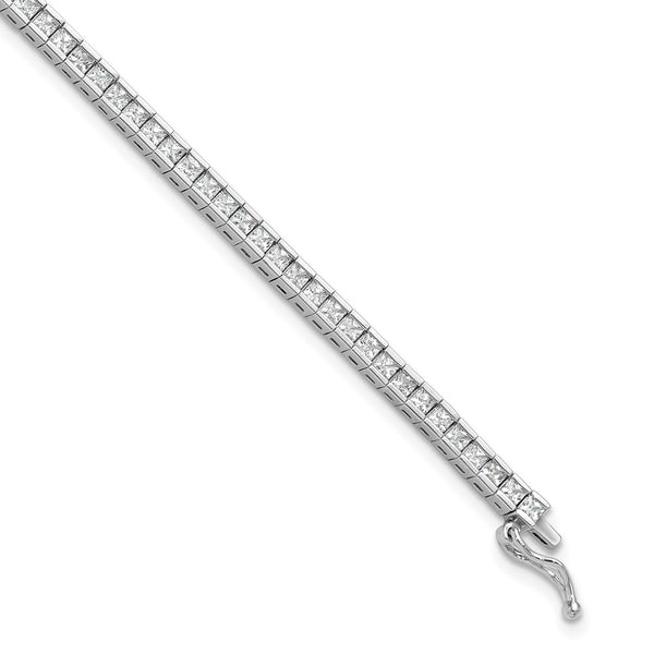 Rhodium-Plated Sterling Silver Square CZ Bracelet, 86 Stones