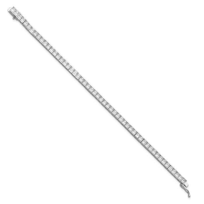 Exclusive 7-Inch Rhodium-Plated Sterling Silver CZ Bracelet - Stylish 3mm Stones-2