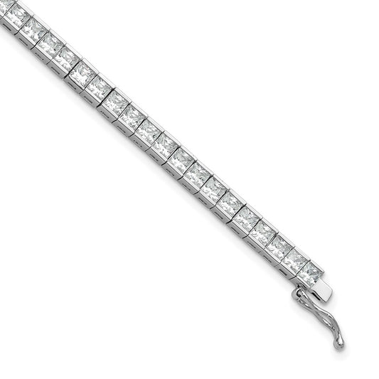Exclusive 7-Inch Rhodium-Plated Sterling Silver CZ Bracelet - Stylish 3mm Stones