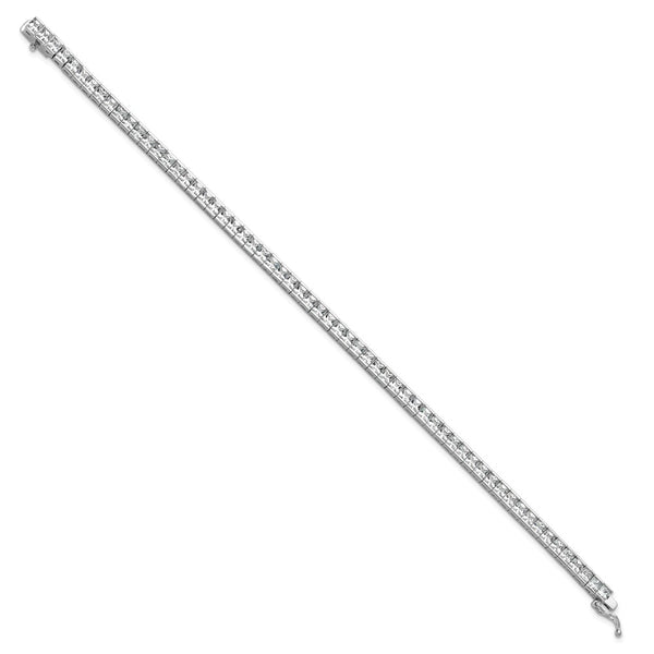 Sterling Silver Square CZ Bracelet - 8" Rhodium-Plated, 61 Stones