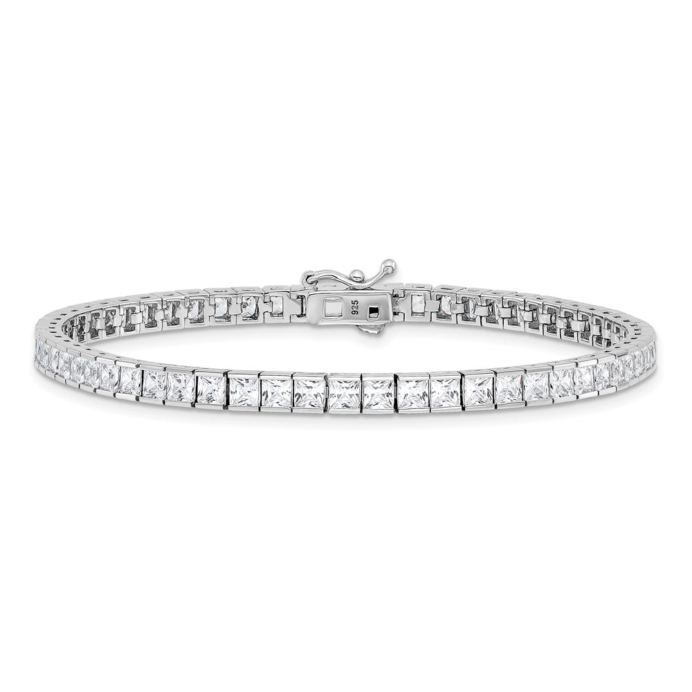 Buy Stylish Sterling Silver Square CZ Bracelet - 8" Rhodium-Plated, 61 Stones