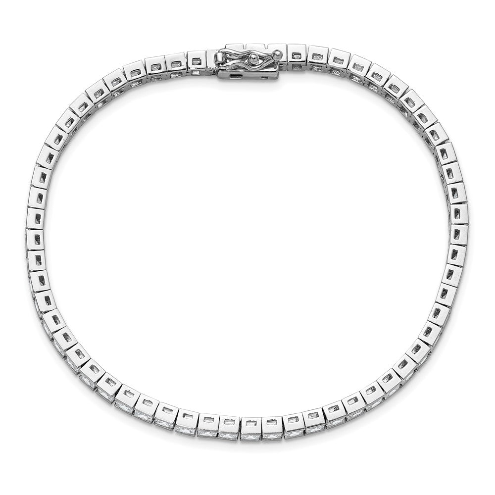Buy Stylish Sterling Silver Square CZ Bracelet - 8" Rhodium-Plated, 61 Stones