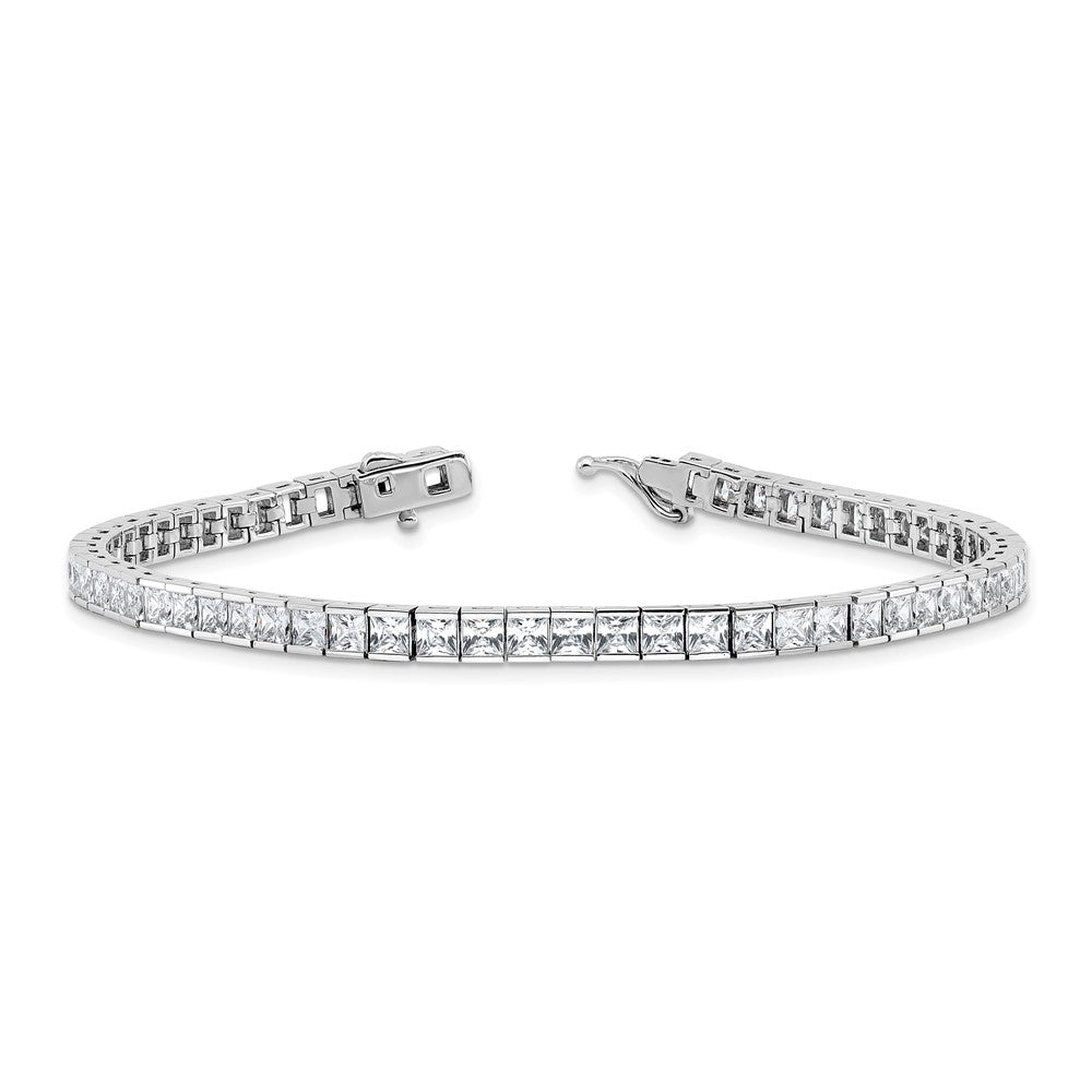 Buy Stylish Sterling Silver Square CZ Bracelet - 8" Rhodium-Plated, 61 Stones