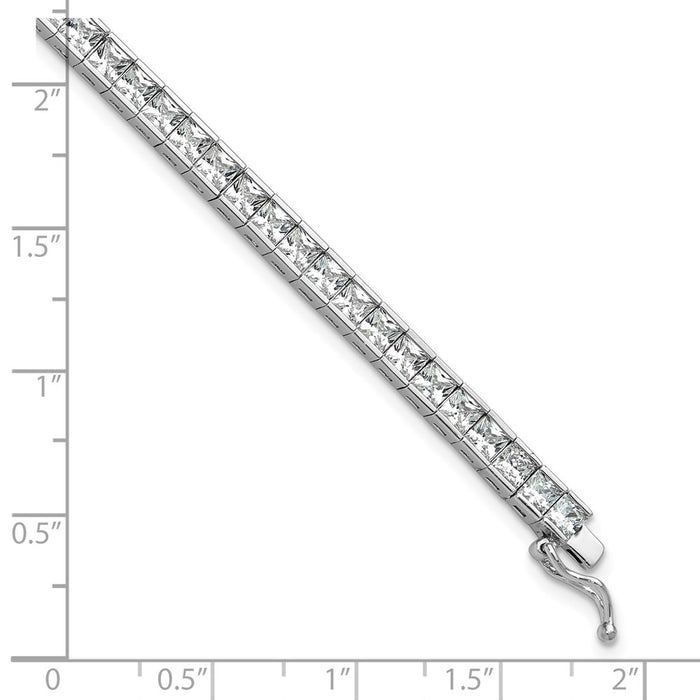 Buy Stylish Sterling Silver Square CZ Bracelet - 8" Rhodium-Plated, 61 Stones-6