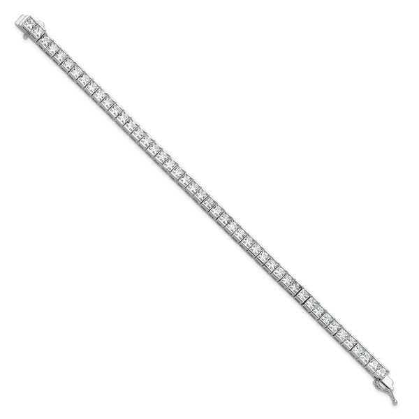 Rhodium-Plated Sterling Silver Square Bracelet 46 CZ Stones