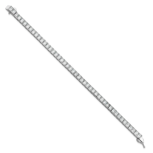 Shop Stylish Rhodium-Plated Sterling Silver Square Bracelet - 7 Inch, 46 CZ Stones