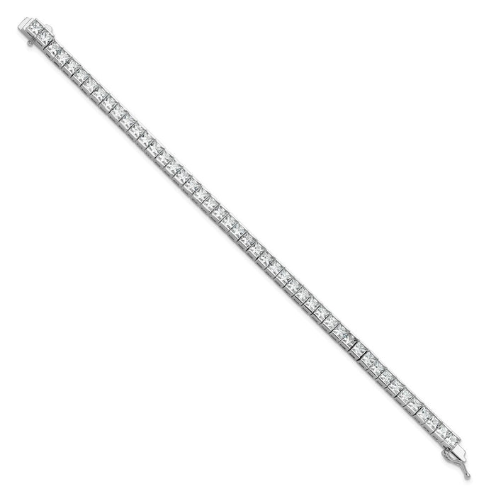 Shop Stylish Rhodium-Plated Sterling Silver Square Bracelet - 7 Inch, 46 CZ Stones-2