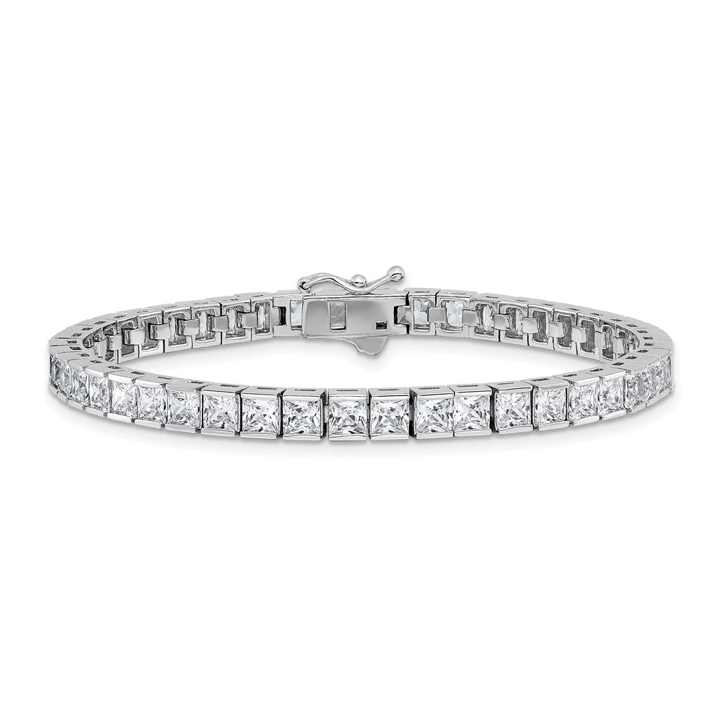 Shop Stylish Rhodium-Plated Sterling Silver Square Bracelet - 7 Inch, 46 CZ Stones