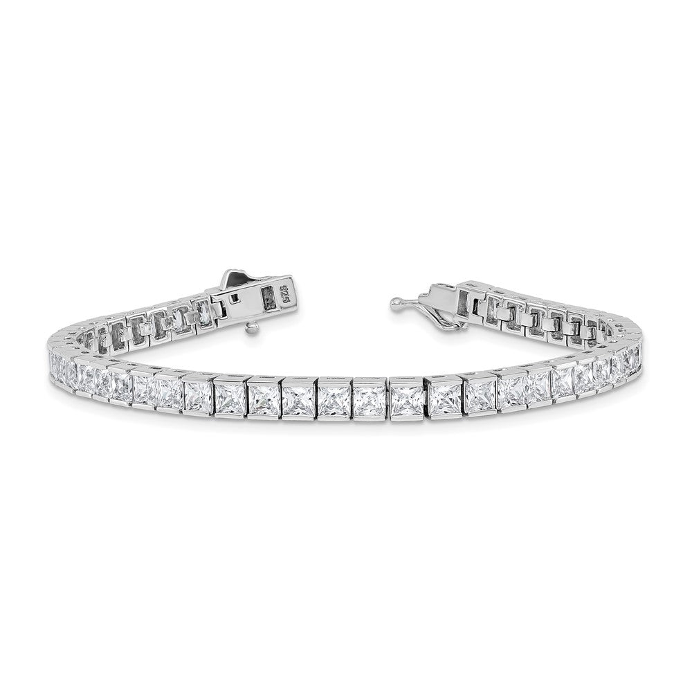 Shop Stylish Rhodium-Plated Sterling Silver Square Bracelet - 7 Inch, 46 CZ Stones