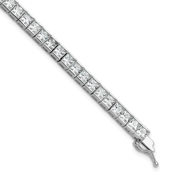 Rhodium-Plated Sterling Silver Square Bracelet 46 CZ Stones