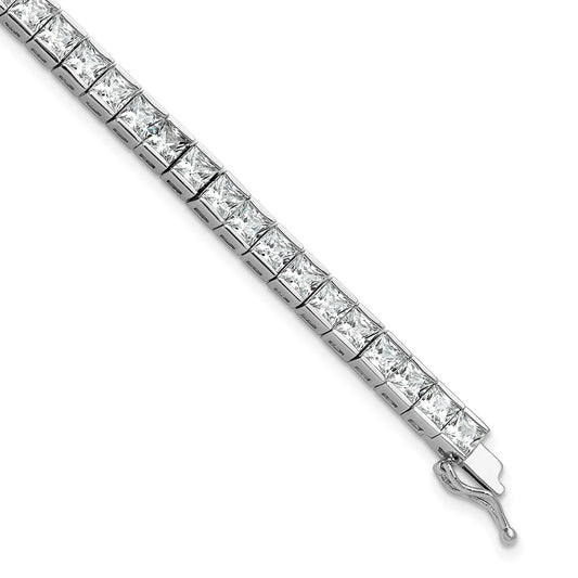 Shop Stylish Rhodium-Plated Sterling Silver Square Bracelet - 7 Inch, 46 CZ Stones