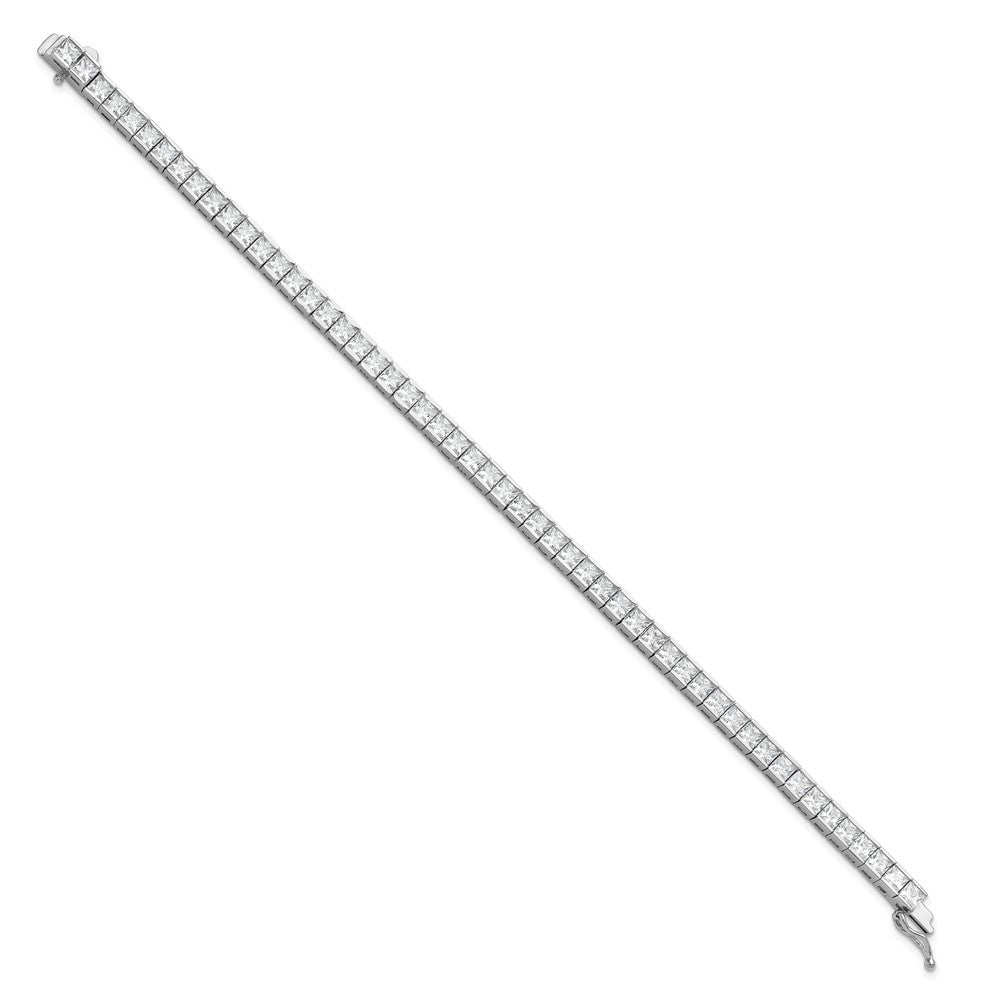 Shop Stylish Rhodium-Plated Sterling Silver Square CZ Bracelet - 8 Inches