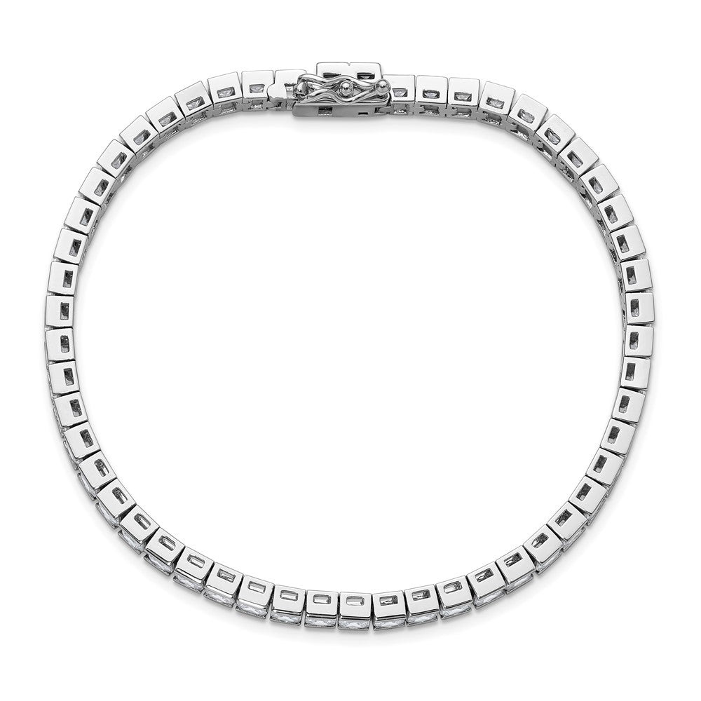 Shop Stylish Rhodium-Plated Sterling Silver Square CZ Bracelet - 8 Inches