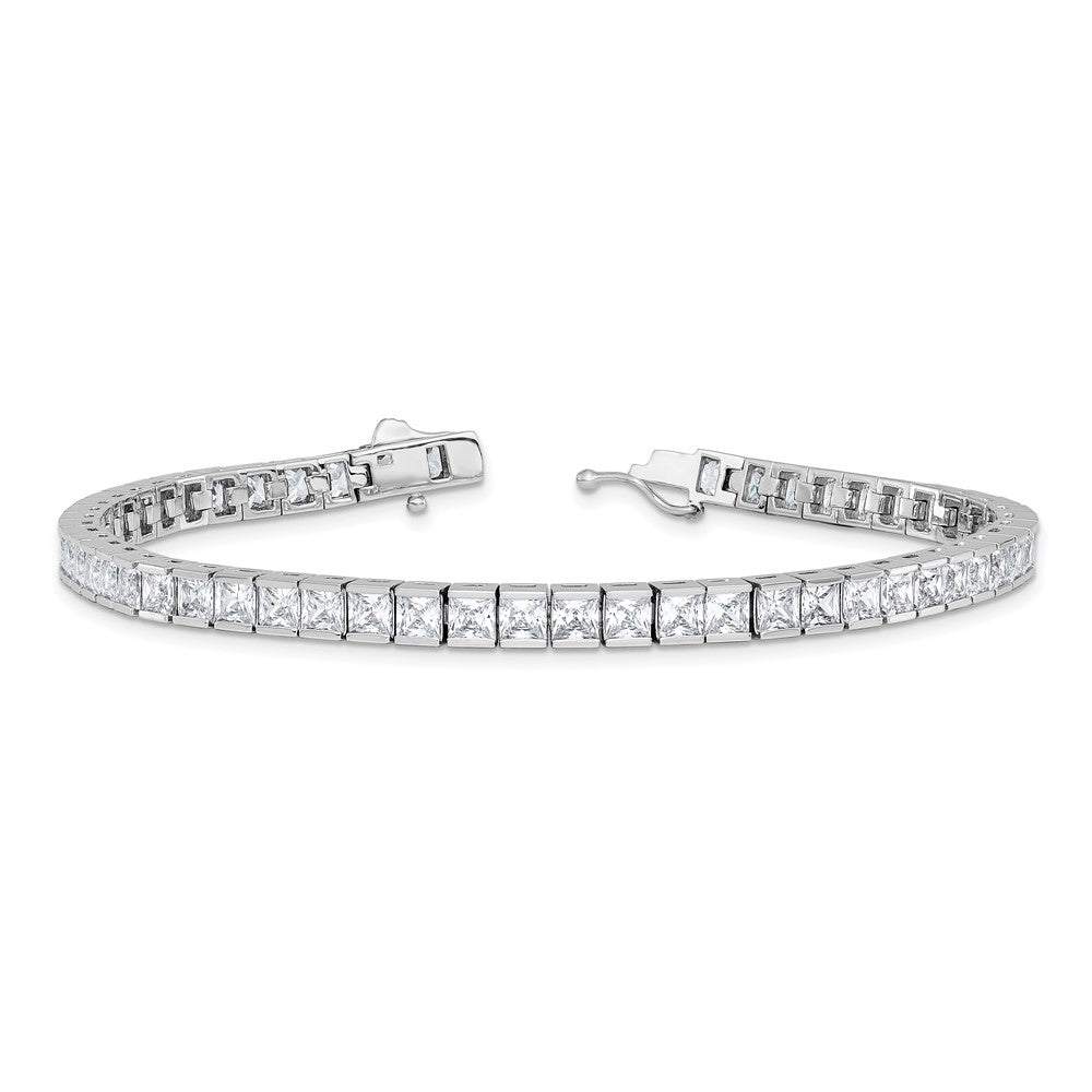 Shop Stylish Rhodium-Plated Sterling Silver Square CZ Bracelet - 8 Inches