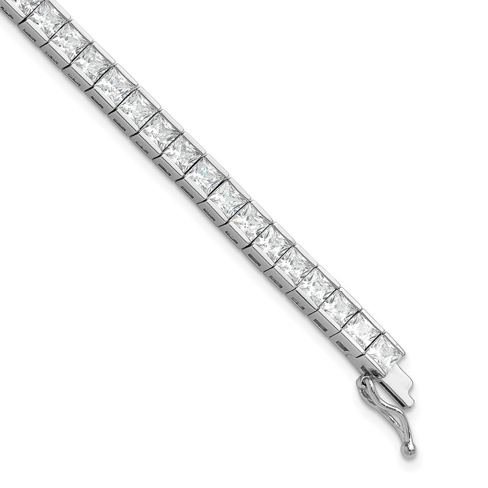 Shop Stylish Rhodium-Plated Sterling Silver Square CZ Bracelet - 8 Inches