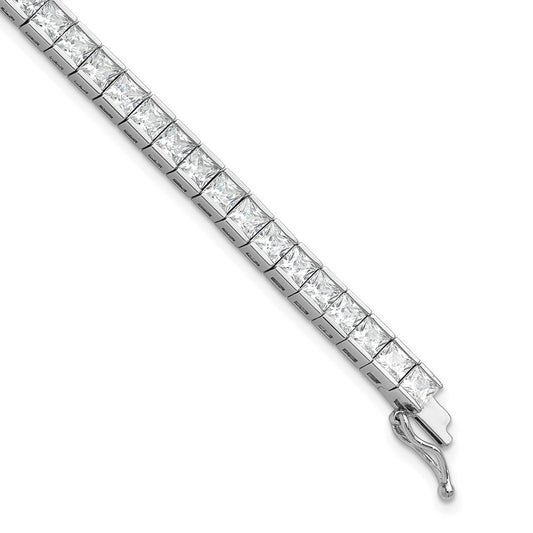Shop Stylish Rhodium-Plated Sterling Silver Square CZ Bracelet - 8 Inches
