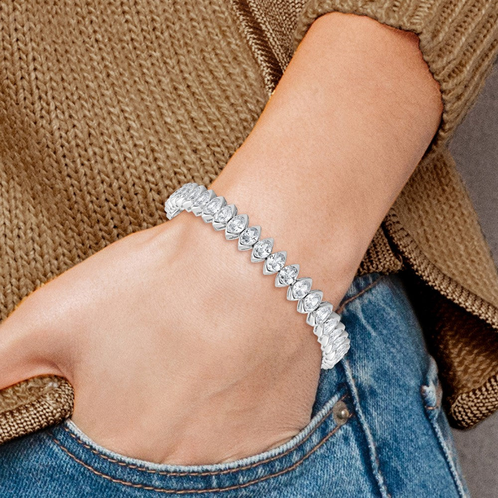 Shop Stylish Rhodium-Plated Sterling Silver Bracelet with 41 CZ Stones, 7"