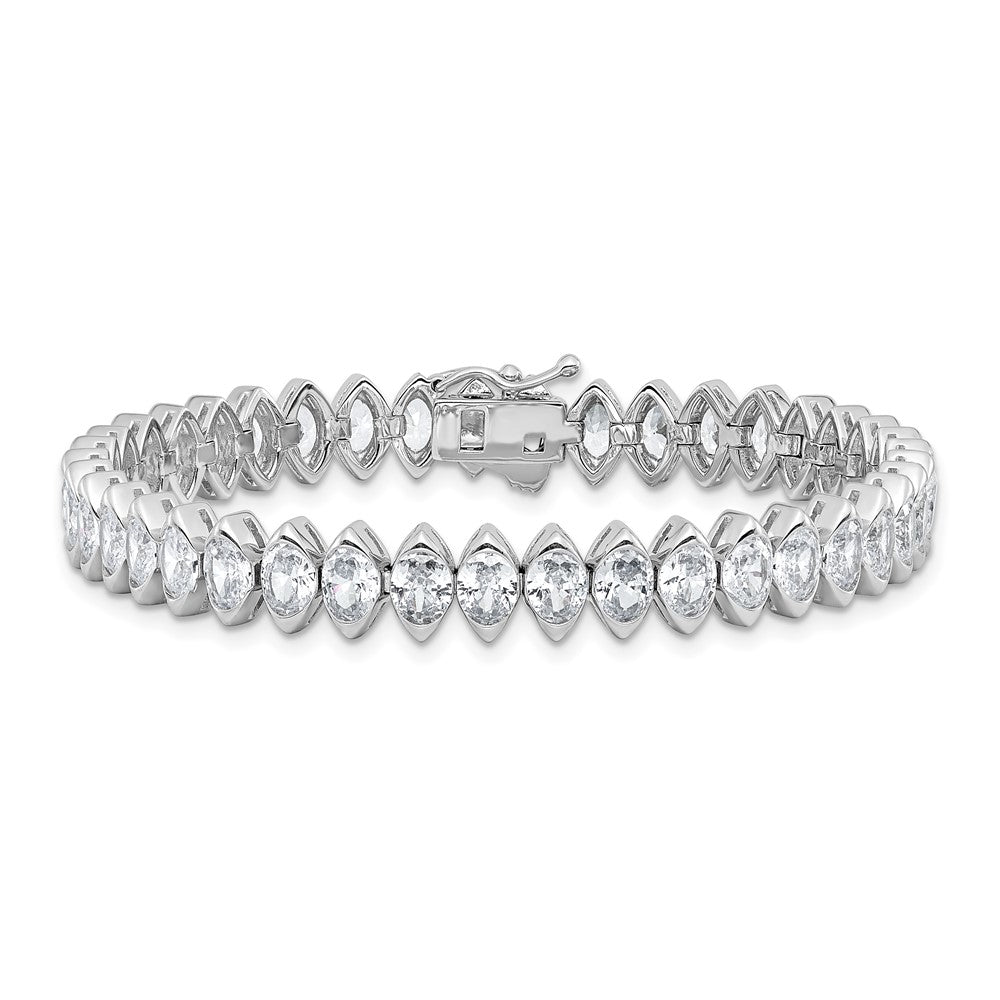 Shop Stylish Rhodium-Plated Sterling Silver Bracelet with 41 CZ Stones, 7"