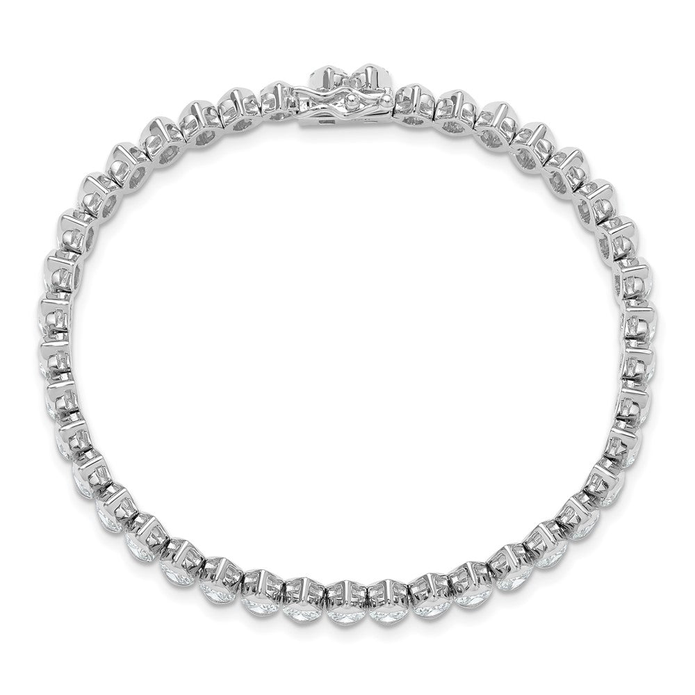 Shop Stylish Rhodium-Plated Sterling Silver Bracelet with 41 CZ Stones, 7"