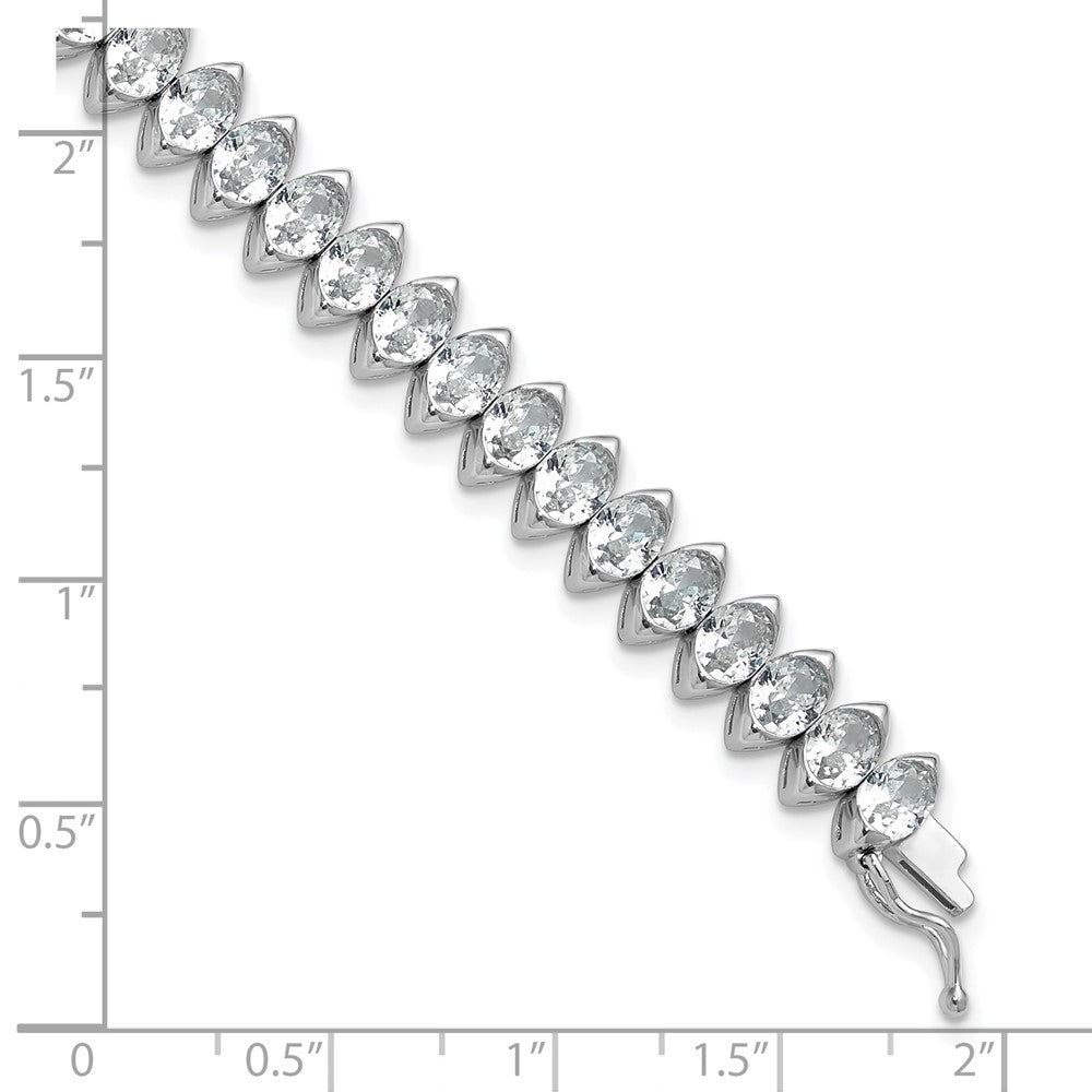 Shop Stylish Rhodium-Plated Sterling Silver Bracelet with 41 CZ Stones, 7"