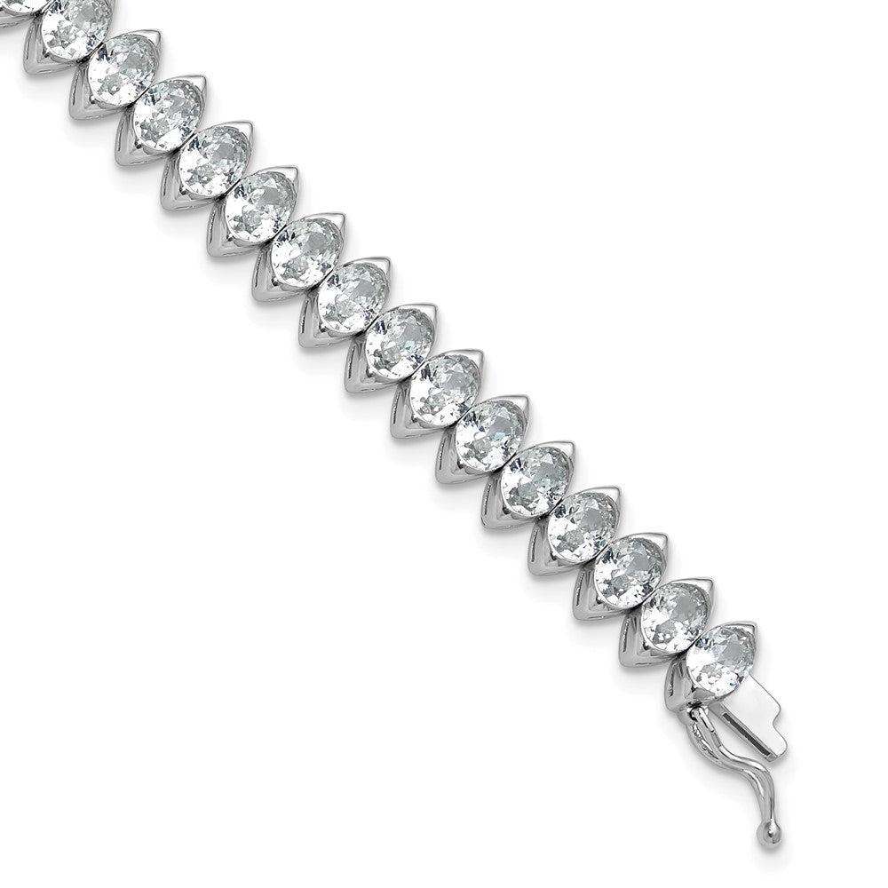 Shop Stylish Rhodium-Plated Sterling Silver Bracelet with 41 CZ Stones, 7"