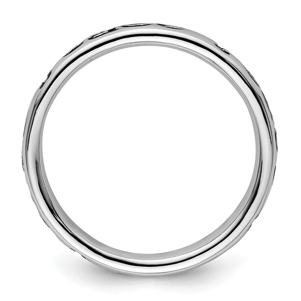 Polished Enameled Peace Ring in Sterling Silver - 14mm