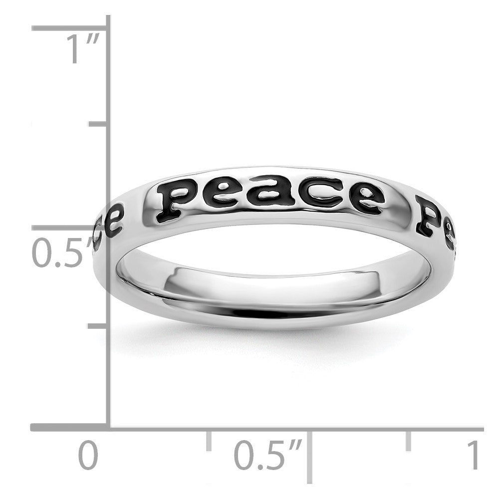 Exclusive Polished Enameled Peace Ring in Sterling Silver - Stylish Stackable Design