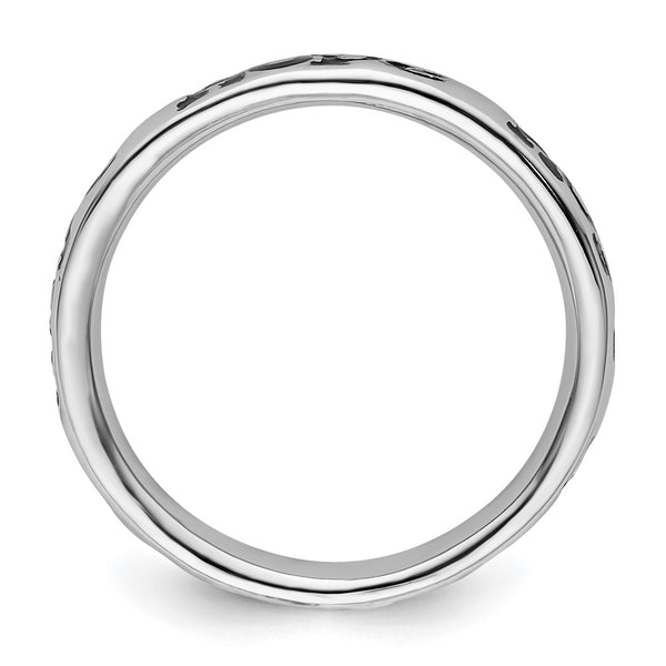 Polished Enameled Hope Ring - Sterling Silver - Stackable Collection