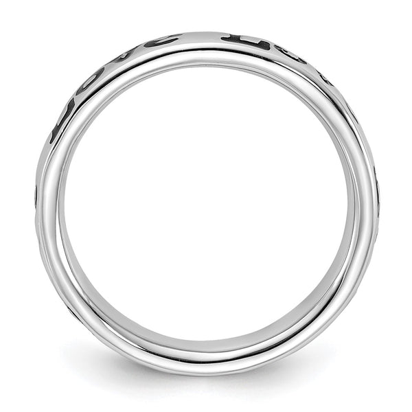 Polished Enameled Love Ring in 925 Sterling Silver - Stackable