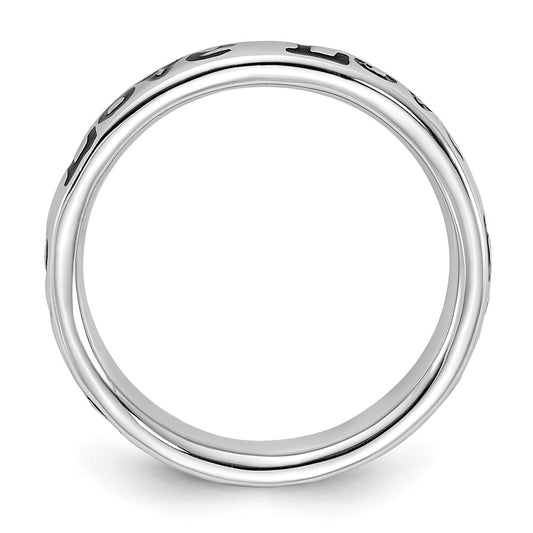 Exclusive Polished Enameled Love Ring in 925 Sterling Silver - Stylish Stackable