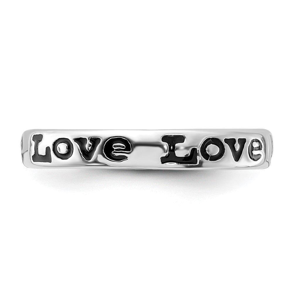 Exclusive Polished Enameled Love Ring in 925 Sterling Silver - Stylish Stackable