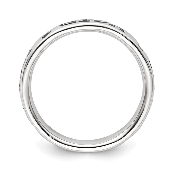 Polished Enameled Faith Ring in Sterling Silver - Stackable