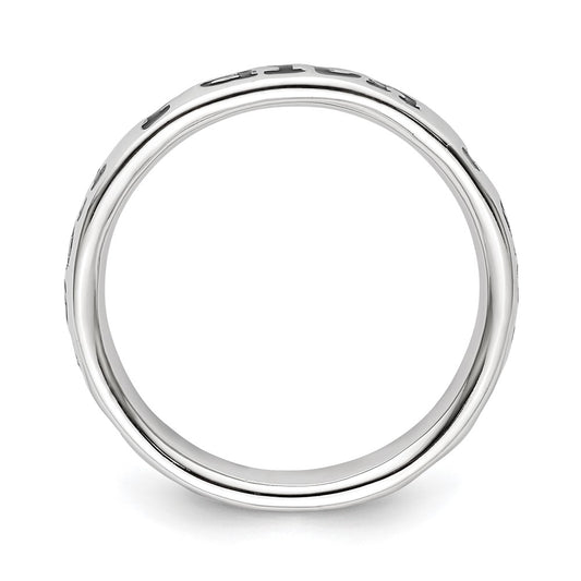 High-Quality Polished Enameled Faith Ring in Sterling Silver - Stylish Stackable