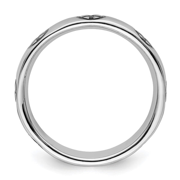 Polished Enameled Peace Sign Ring - Sterling Silver, Stackable