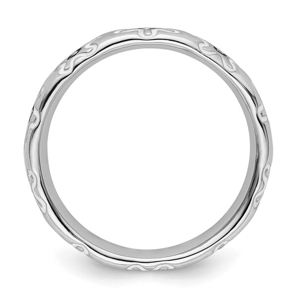 Polished Enameled Flower Ring in Sterling Silver - Stackable Expressions