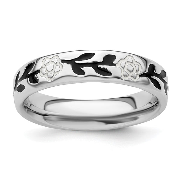 Polished Enameled Flower Ring - 14K Gold on Clearance