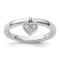 Buy Stylish Sterling Silver Stackable Heart Dangle Ring with Diamond Accents-1