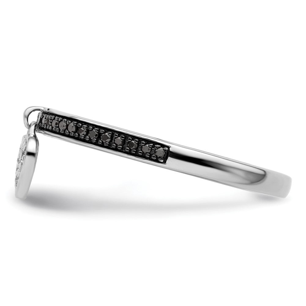 Buy Exclusive Sterling Silver Heart Stackable Ring with Black & White Diamonds