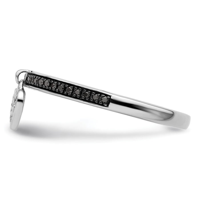 Buy Exclusive Sterling Silver Heart Stackable Ring with Black & White Diamonds-3