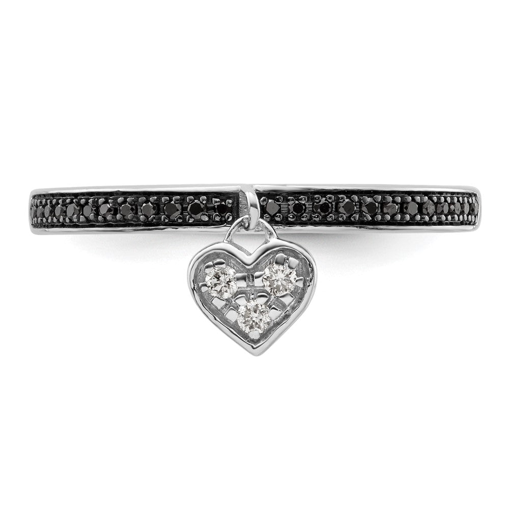 Buy Exclusive Sterling Silver Heart Stackable Ring with Black & White Diamonds