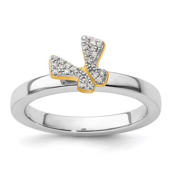 Gold-Plated Butterfly Diamond Ring - Stackable Expressions