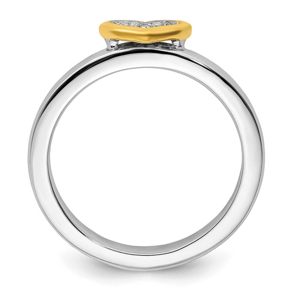 Gold-Plated Heart Ring with Diamond - Stackable