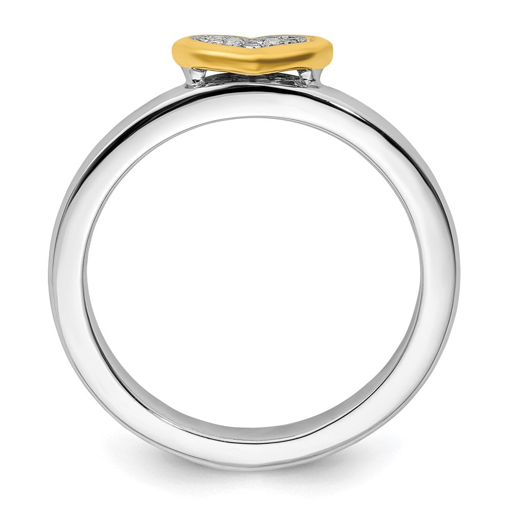 Shop Stylish Gold-Plated Heart Ring with Diamond - Stackable .85mm Silver